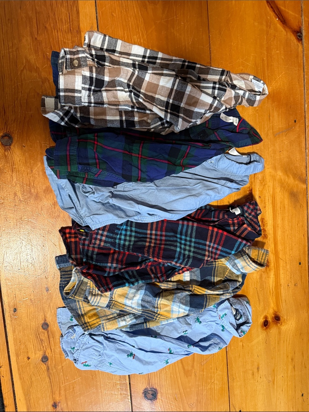 Carter's Boys Plaid & Chambray Button-Down Shirt Mix - Blue, Navy, Brown, Yellow